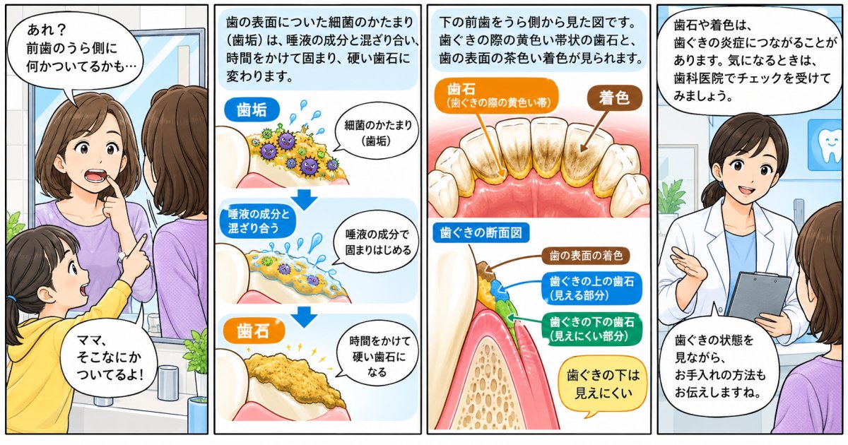 前歯の裏の黄ばみは歯石？磨いても取れない理由